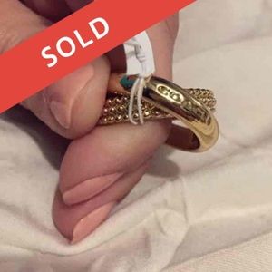 Double link gold beaded ring set