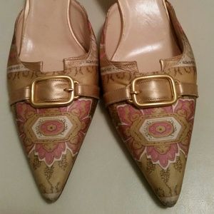 Gold Cole Haan mules