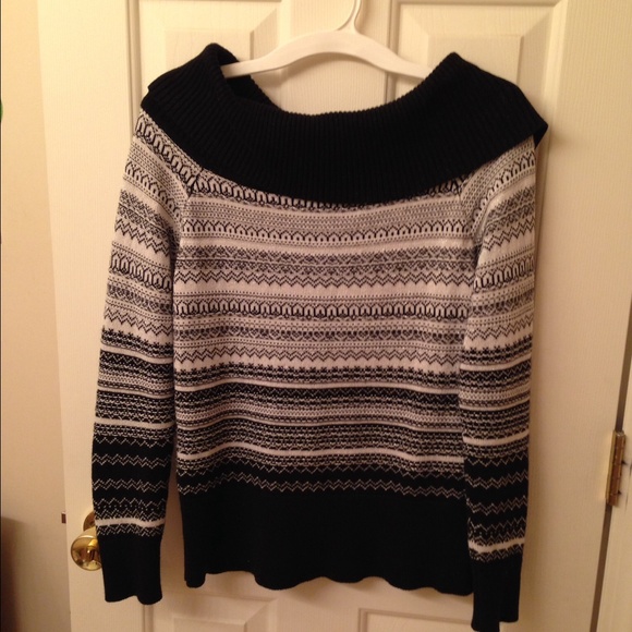 WHBM sparkly black & white sweater
