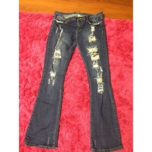 Distressed Boot-Cut Jeans