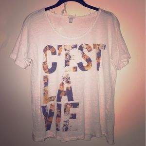 J.Crew Linen C'EST LA VIE Tee