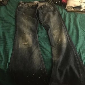 Dark wash painted jeans