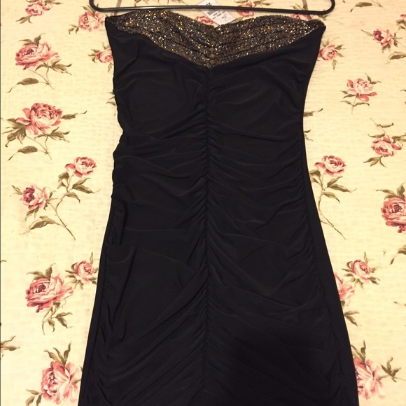 Black strapless dress