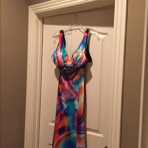 Stunning silk watercolor Cache gown