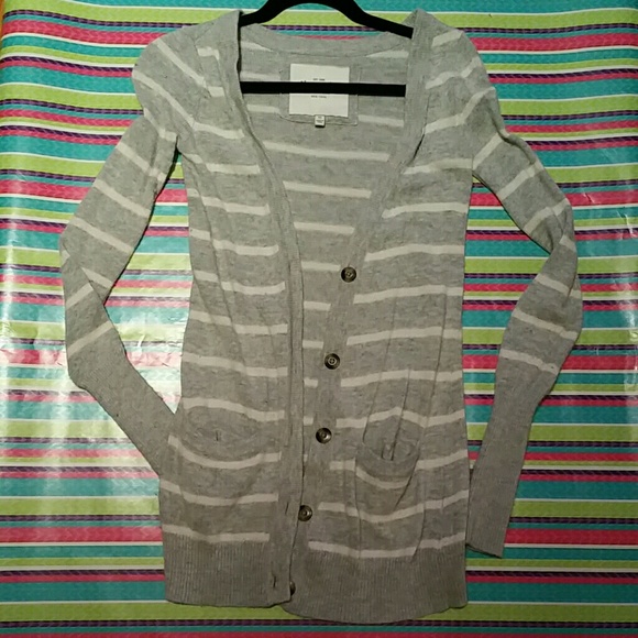 Grey white stripe cardigan