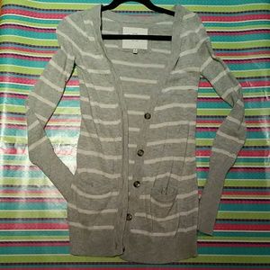 Grey white stripe cardigan