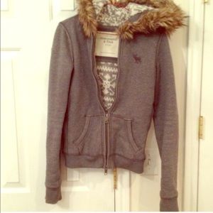 Abercrombie and Fitch full zip fur hoodie