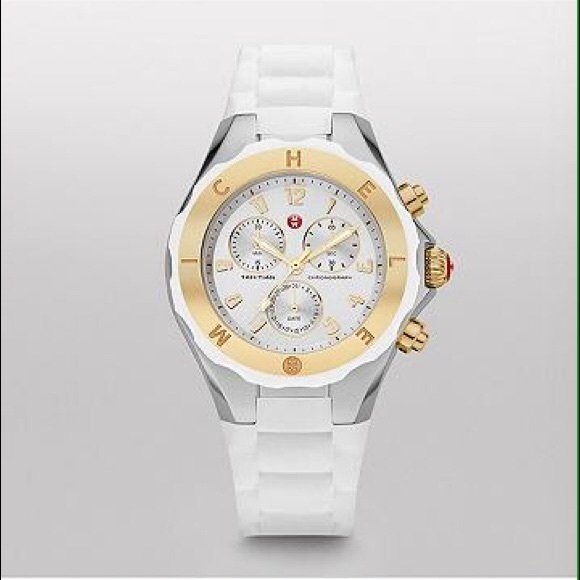 Michele Tahitian Jelly Bean Watch White and Gold