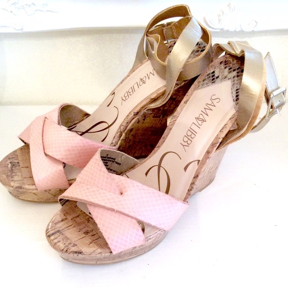 Sam & Libby Blush & Gold Cork Wedge Sandal
