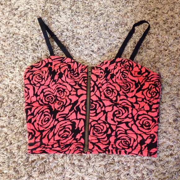 Coral rose crop top
