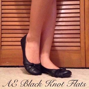 Black Faux Leather Flats