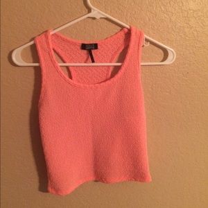 PacSun Coral Quilted-Pattern Crop top