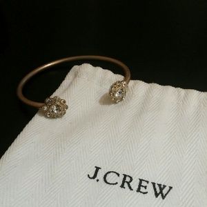 J.Crew Gold Open Bangle in Crystal Flower