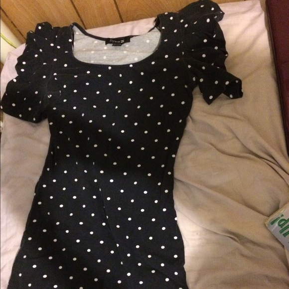 Navy blue polka dot dress