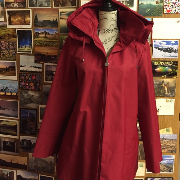 calvin klein red raincoat