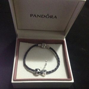 Pandora purple leather charm bracelet