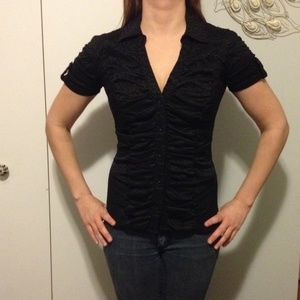 Black riches button down dress shirt