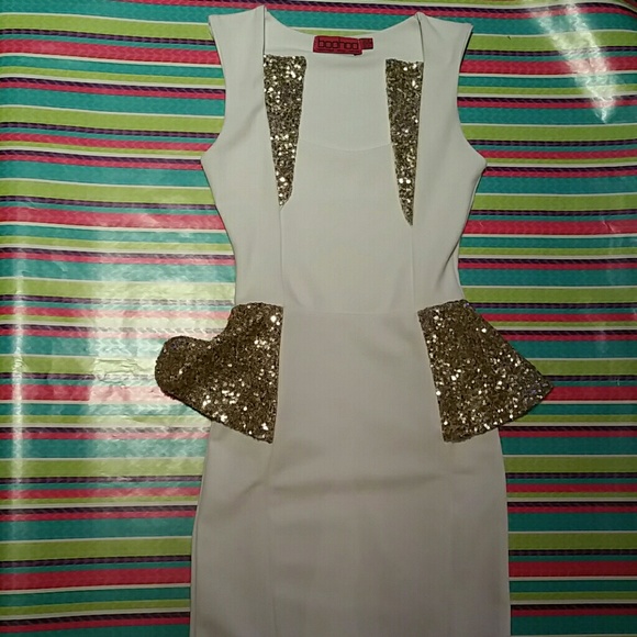 White gold sequin dress