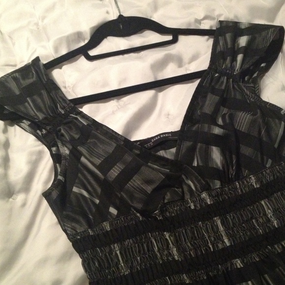 Zara Silver & Black Plaid Dress Size M - Picture 4 of 4