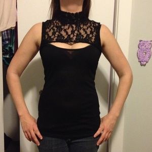 Black lace and nylon top