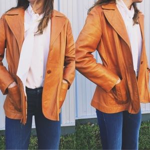VINTAGE  LEATHER JACKET caramel Beau Geste