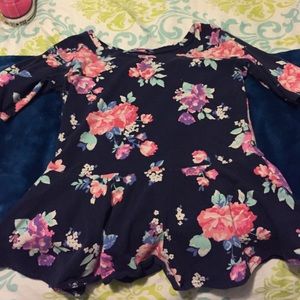 Navy blue floral peplum top