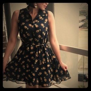 Navy pineapple print dress