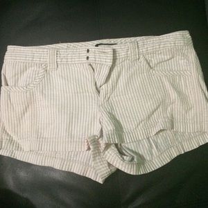 All white with gray strips shorts