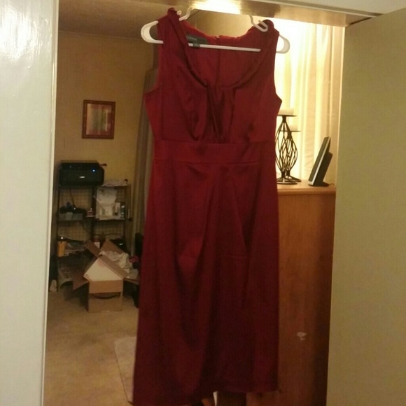 Red below knee dress
