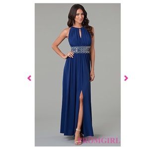 Royal Blue Bead Embellished Prom Dress