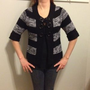 Black and gray knit sweater