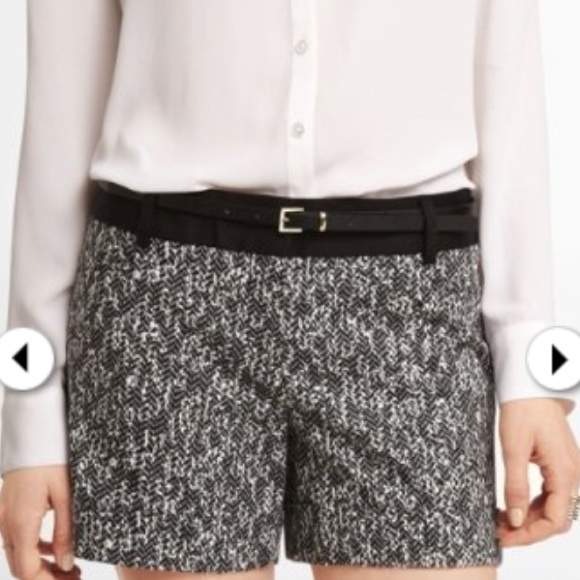 Black and white herringbone print shorts