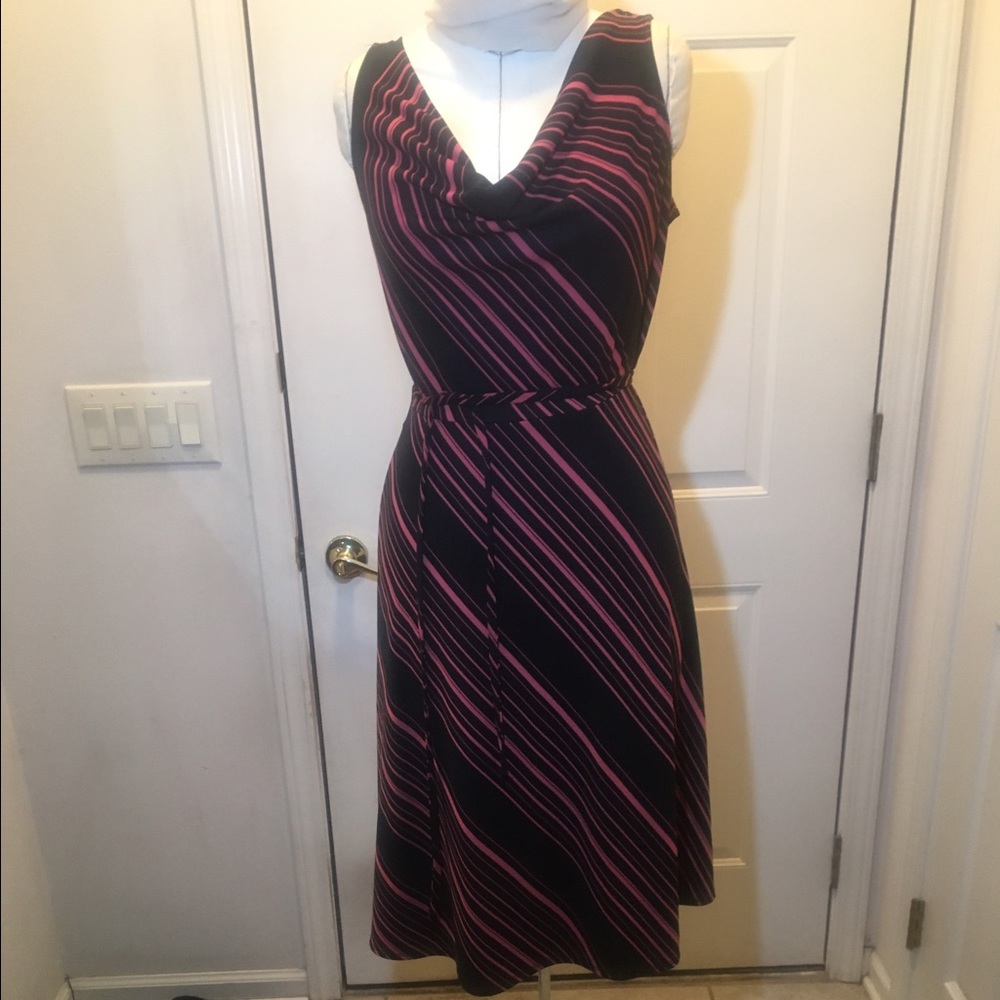 Black and pink Express horizontal stripe dress