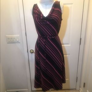 Black and pink Express horizontal stripe dress
