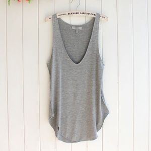 Deep v neck tank top (gray)
