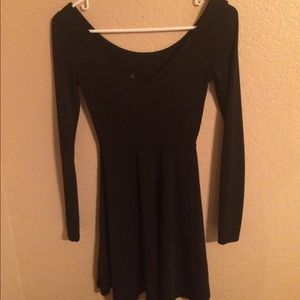 Black Long Sleeve Skater Dress