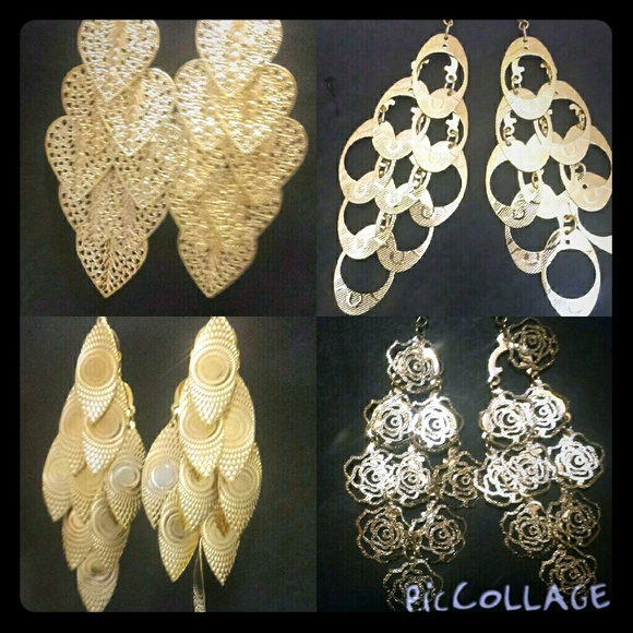 Gold Dangle Earrings 1.75 - 3 inches - Picture 1 of 1