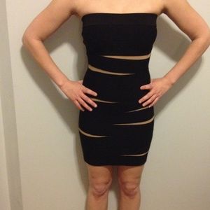Black and Tan fitted cocktail dress