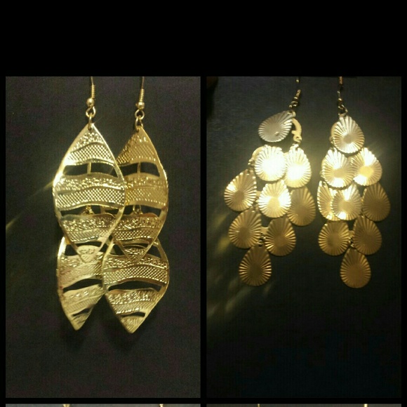 Gold Dangle Earrings 1.75 to 3 inches - Picture 2 of 3