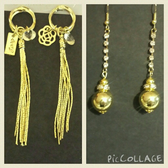 Gold Dangle Earrings 1.75 to 3 inches - Picture 3 of 3