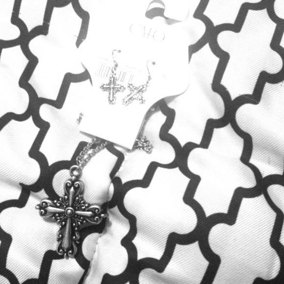 Cross Necklace and Earring Set