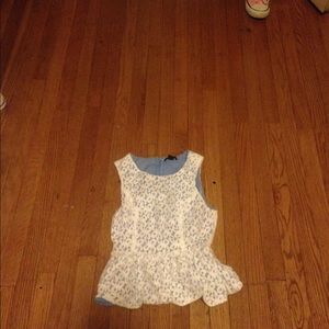 White lace// baby blue peplum top