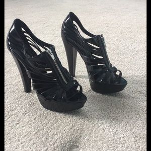 City streets black heels