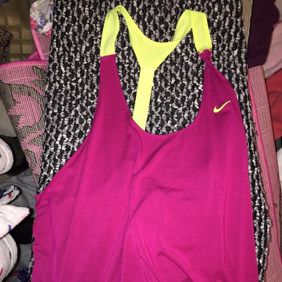 Nike pink and neon yellow razorback tank