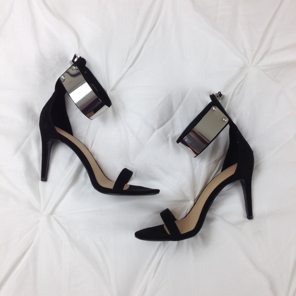 Zara Shoes - Zara Black Sandal Strappy Heels With Silver Buckle