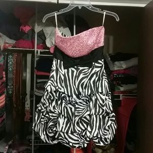 Pink sequin and zebra Cocktail dress