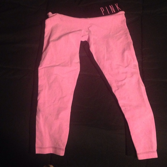 Pink and black yoga pants
