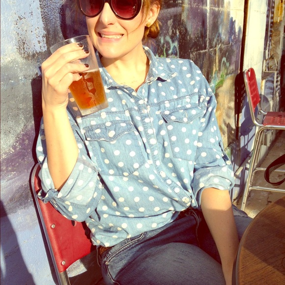 Polka Dot Denim Top