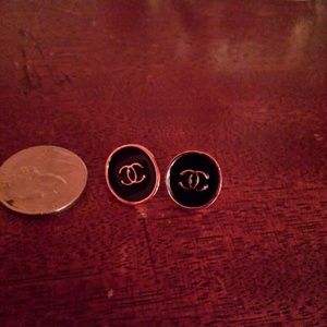 Black a d gold tone earrings