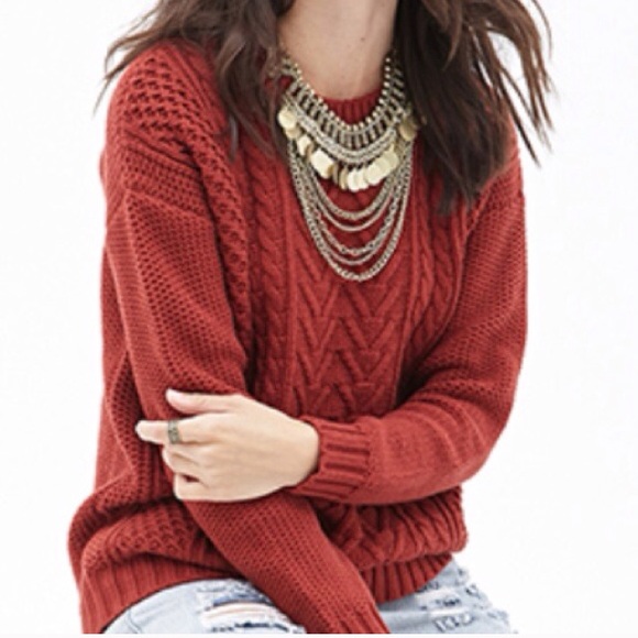 Forever 21 Maroon/Burgundy Knitted Sweater